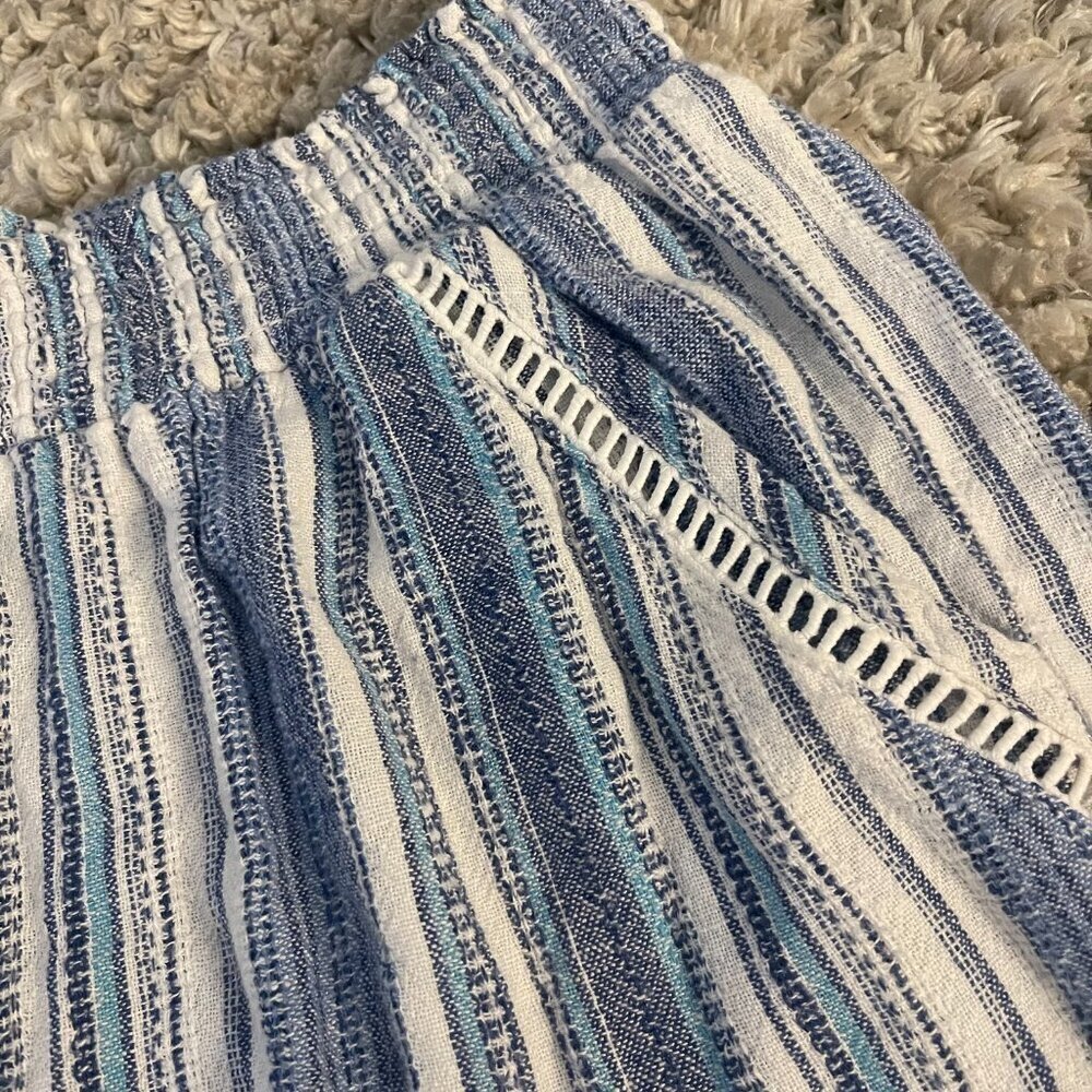Briggs Blue White Striped Pull On Shorts Size S Textured Summer - Picture 8 of 8